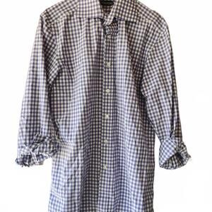 Tom Ford Men's Purple and White Checkered. GINGHAM Dress Shirt